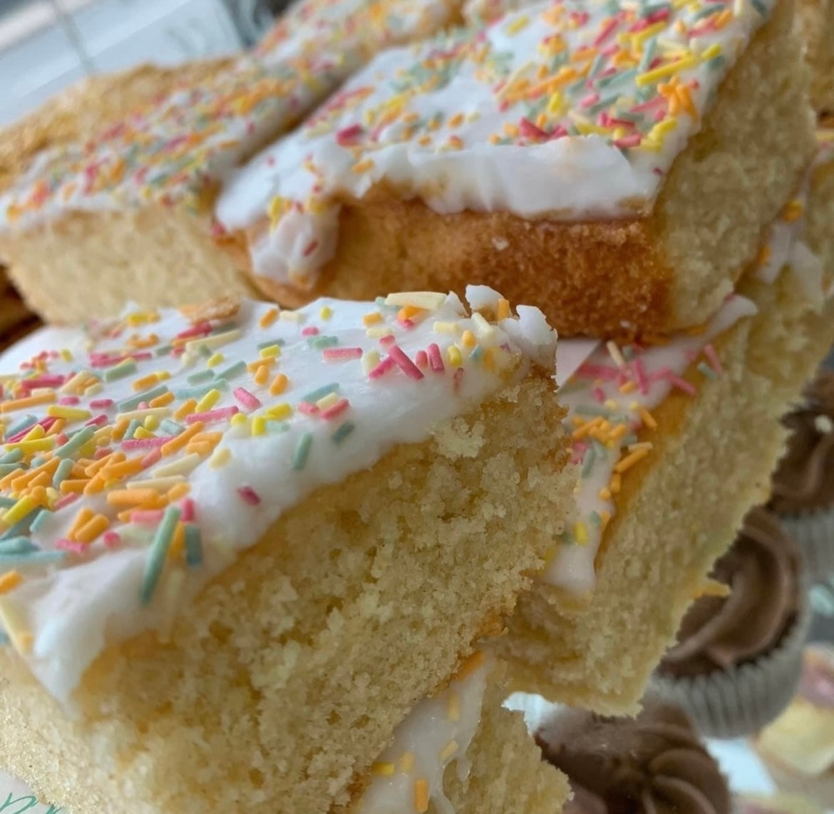 Old school Iced sponge slice